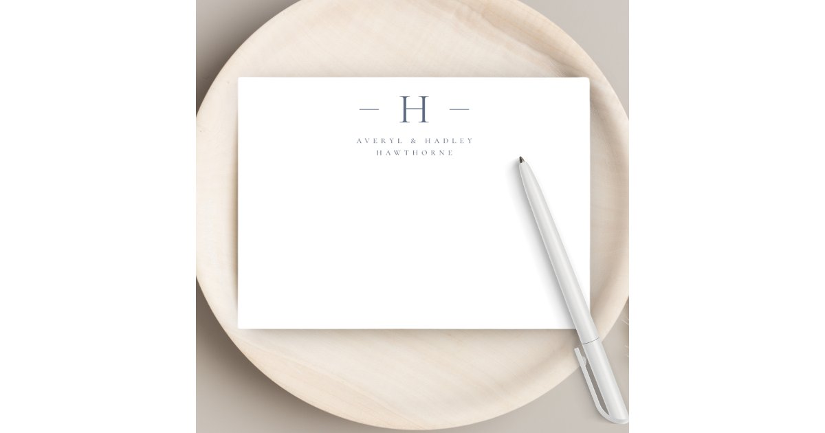 Simple Modern Monogram Couple Initial Stationery Note Card | Zazzle