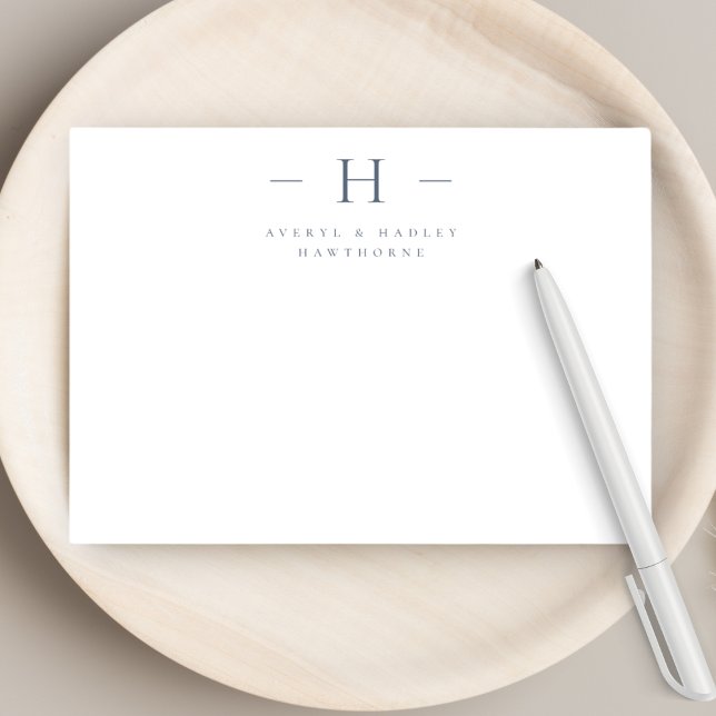 Simple Modern Monogram Couple Initial Stationery Note Card (Creator Uploaded)