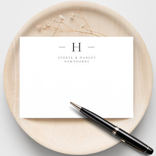 Simple Modern Monogram Couple Initial Stationery Note Card