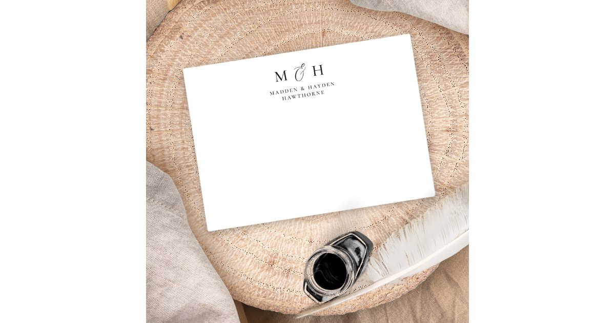 Simple Modern Monogram Couple Wedding Stationery Note Card | Zazzle