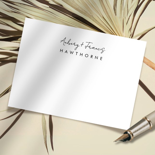 Simple Modern Monogram Couple Wedding Stationery Note Card (Creator Uploaded)