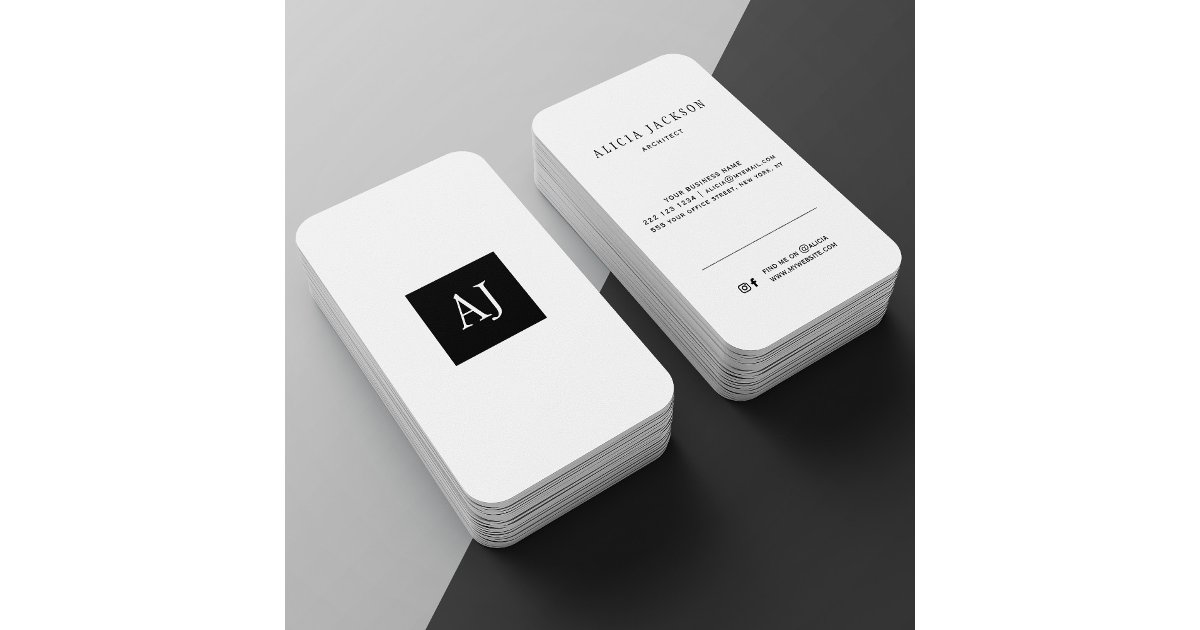 Simple modern monogram elegant business card | Zazzle