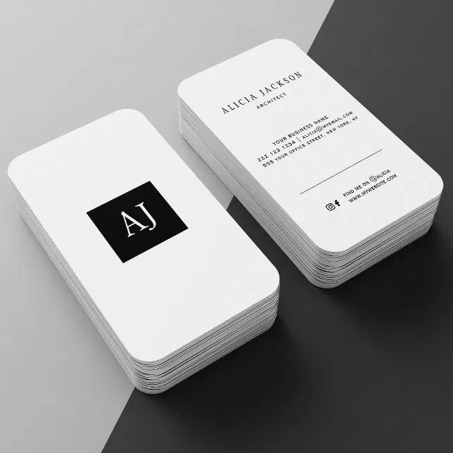 Simple modern monogram elegant business card | Zazzle