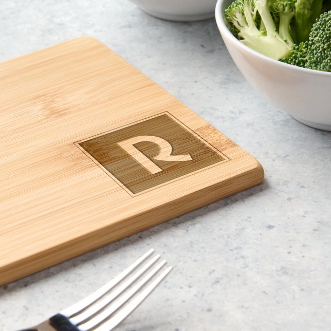 Simple modern monogram engraved cutting board (Kitchen)