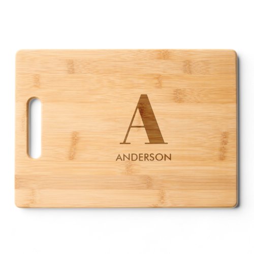 Simple Modern Monogram Family Name Cutting Board