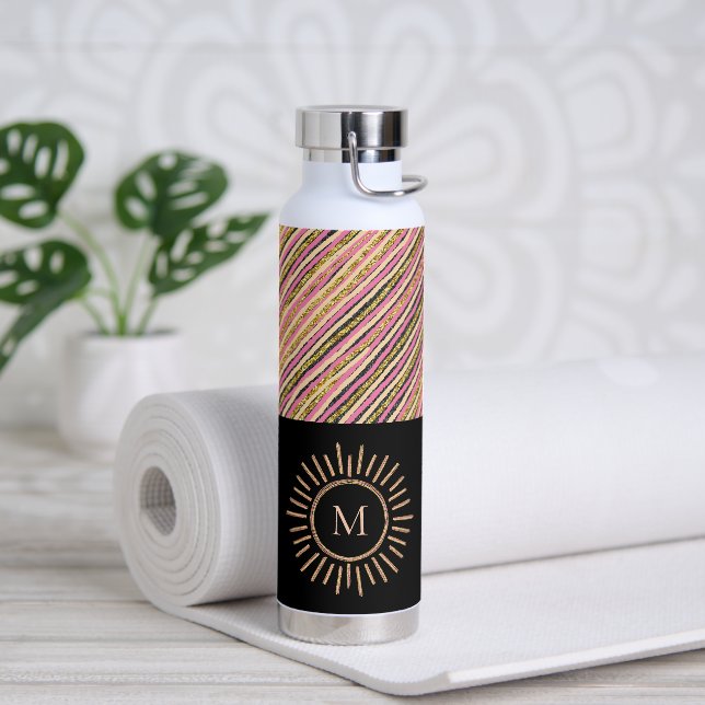 Simple Modern Monogram Gold Black Water Bottle (Yoga)