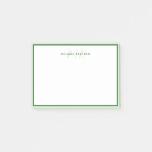 Simple Modern Monogram Green Two Tone Border Post-it Notes