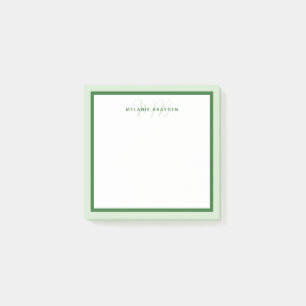 Simple Modern Monogram Green Two Tone Border Post-it Notes