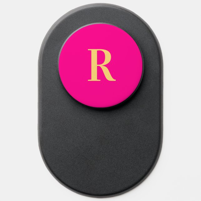 Simple Modern Monogram Hot Pink PopSocket (Popsocket)