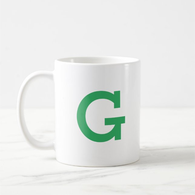 Simple Modern Monogram Initial Letter in Green Coffee Mug (Left)