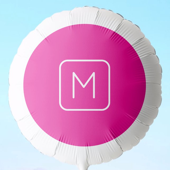 Simple & Modern Monogram Initial | Pink & White Balloon (Creator Uploaded)