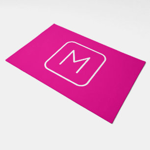 Simple & Modern Monogram Initial   Pink & White Doormat