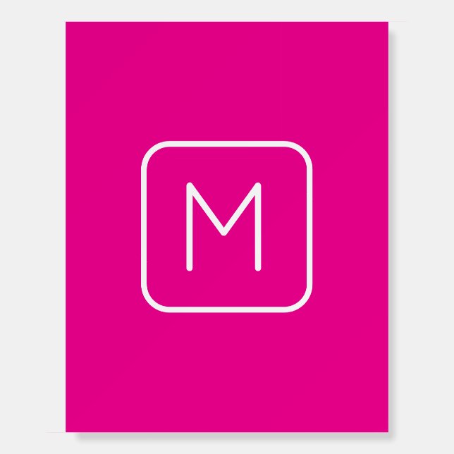 Simple & Modern Monogram Initial | Pink & White Foam Board (Front)