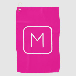 Simple & Modern Monogram Initial Pink & White Golf Towel