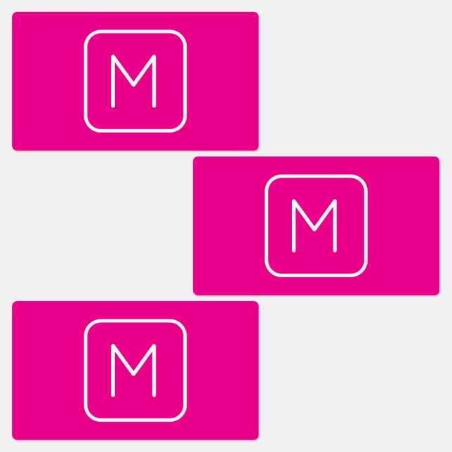 Simple & Modern Monogram Initial | Pink & White Labels (Group)