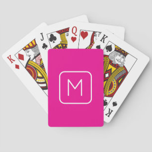 Simple & Modern Monogram Initial   Pink & White Poker Cards