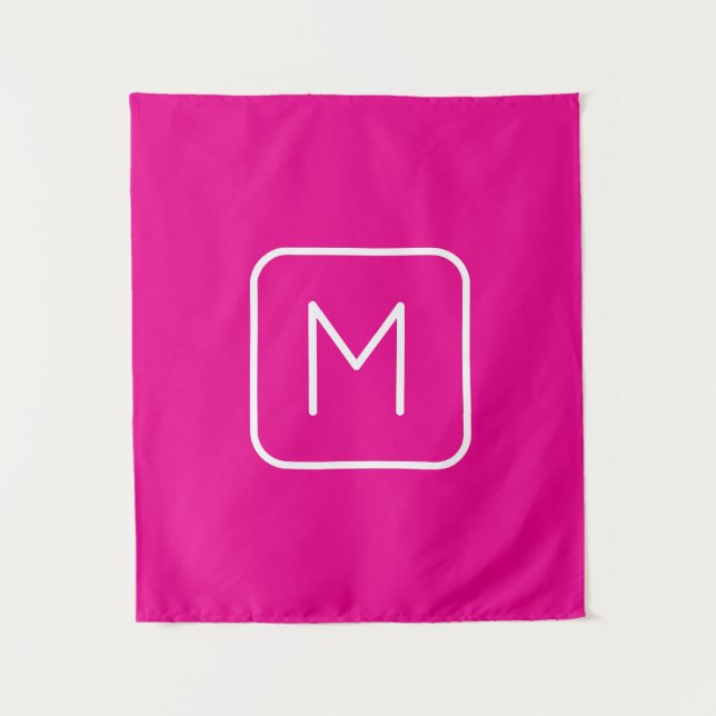 Simple & Modern Monogram Initial | Pink & White Tapestry (Front)
