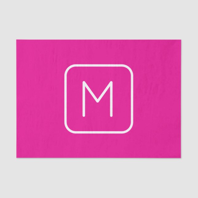 Simple & Modern Monogram Initial | Pink & White Tissue Paper (Front)