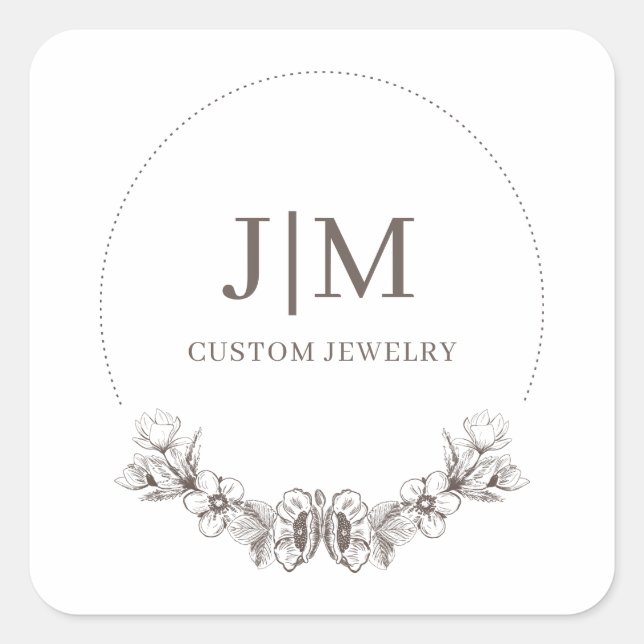 Simple Modern Monogram Jeweler Product Label (Front)