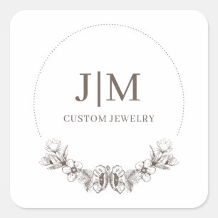 Simple Modern Monogram Jeweler Product Label