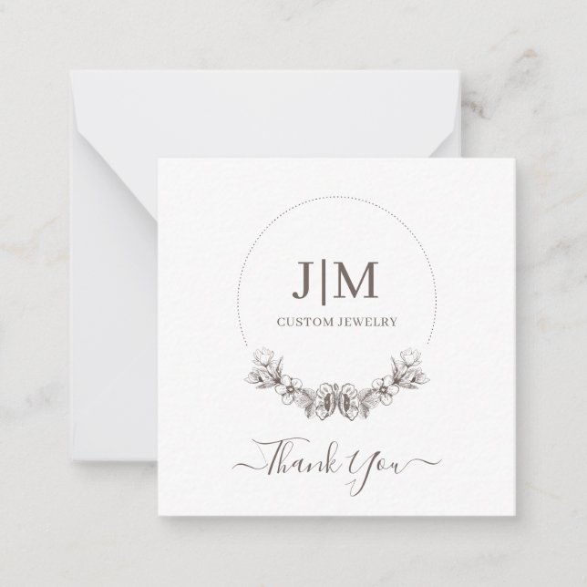 Simple Modern Monogram Jeweler Product Label Note (Front)