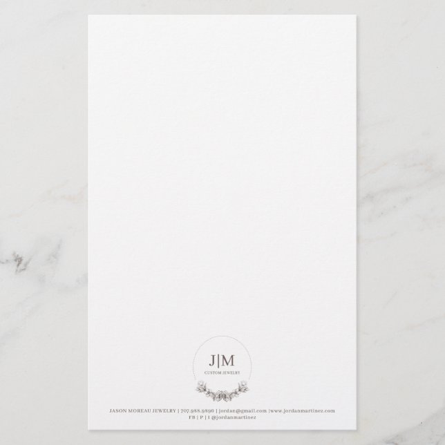 Simple Modern Monogram Jeweler Square Business Car Stationery (Front)