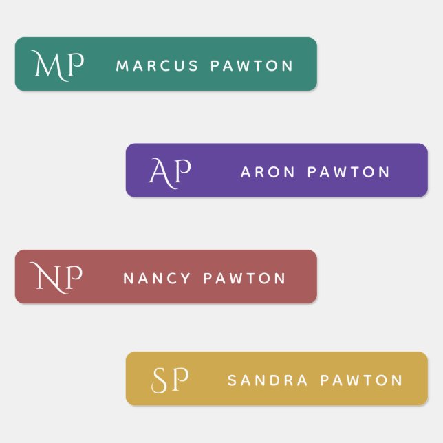 Simple Modern Monogram Kids Name Clothing Labels (Group)