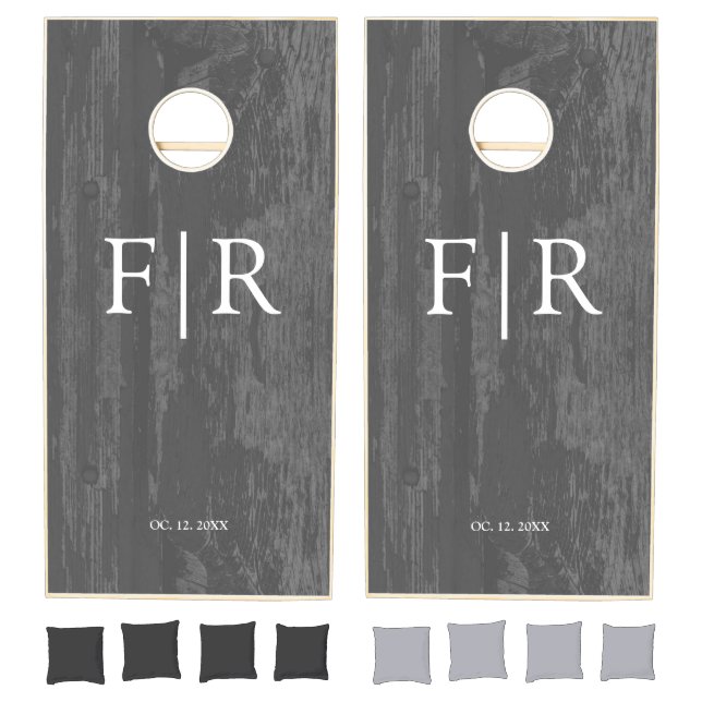 Simple & Modern Monogram Midnight Blue  Cornhole Set (Set)