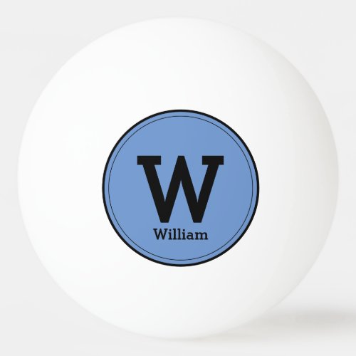 Simple Modern Monogram Name Classic Blue  Ping Pong Ball