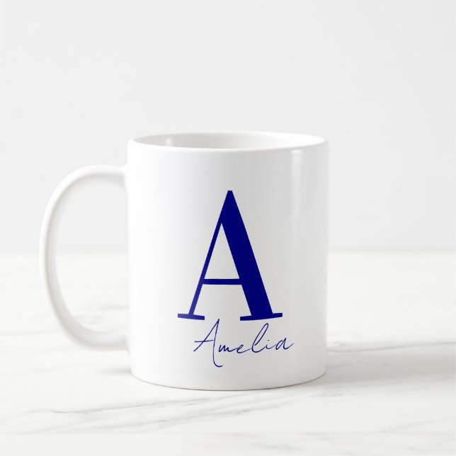 Simple Modern Monogram Name Coffee Mug (Left)