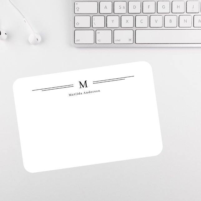 Simple Modern Monogram Name Family Formal  Note Card (Creator Uploaded)