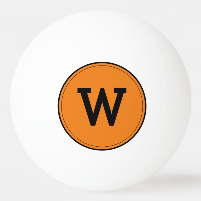 Simple Modern Monogram Orange Ping Pong Ball (Front)