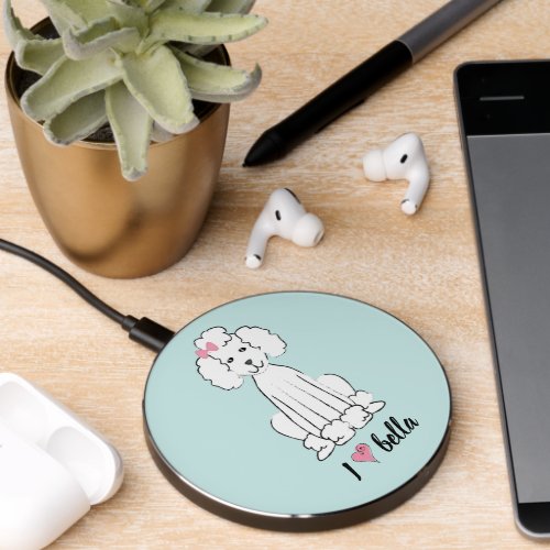 Simple Modern Monogram Pale Pink Stylish Chic Mint Wireless Charger