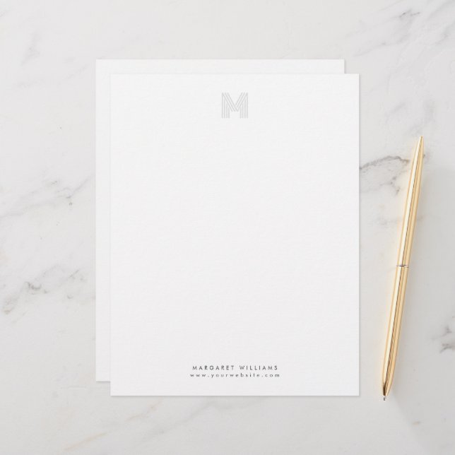 Simple Modern Monogram Personalized Professional Letterhead (Front/Back In Situ)