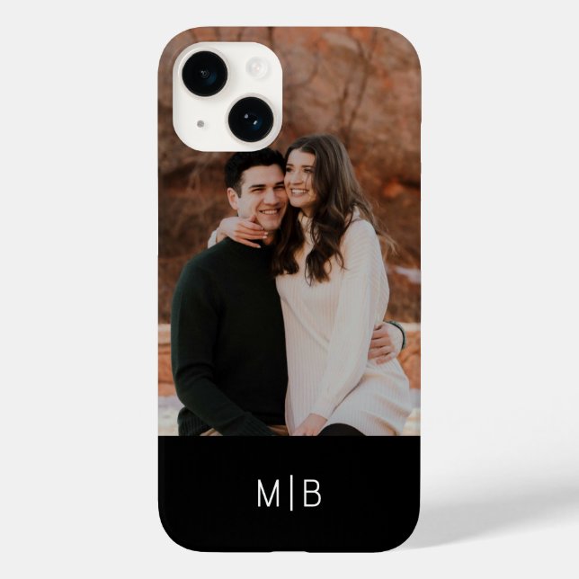 Simple Modern Monogram Photo Personalized Name Case-Mate iPhone Case (Back)