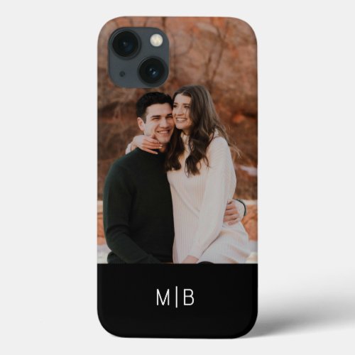 Simple Modern Monogram Photo Personalized Name iPhone 13 Case