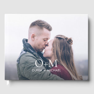 Simple Modern Monogram Photo Wedding Guest Book