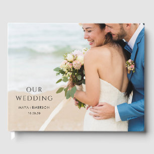 Simple Modern Monogram Photo Wedding Guest Book