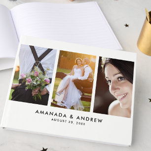 Simple Modern Monogram Photo Wedding Guest Book