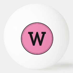 Simple Modern Monogram Pink Ping Pong Ball