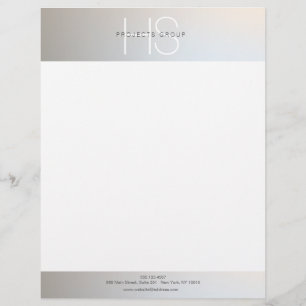 Simple Modern Monogram Professional Gray Silver Letterhead