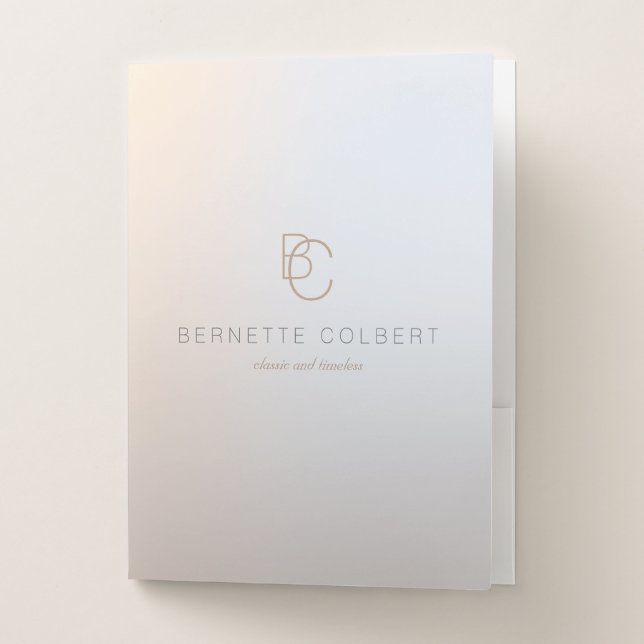 Simple  Modern Monogram Professional Pocket Folder (Front)
