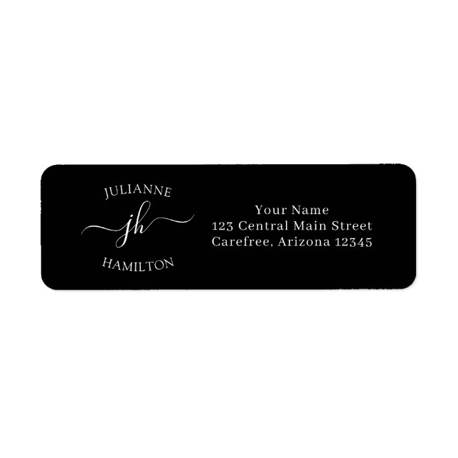 Simple Modern Monogram Return Address Label (Front)
