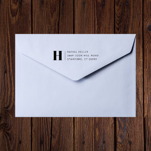 Simple Modern Monogram Return Address Rubber Stamp