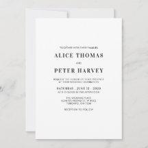 Simple Modern Monogram Wedding Ceremony Invitation