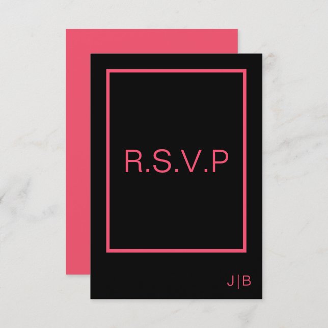 Simple modern monogram wedding RSVP CARD (Front/Back)