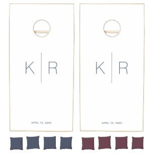 Simple & Modern Monogram White Cornhole Set