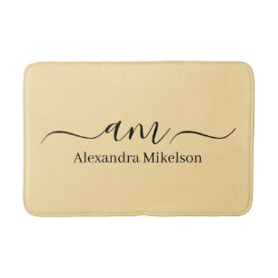 Simple Modern Monogram white Minimalist Bath Mat