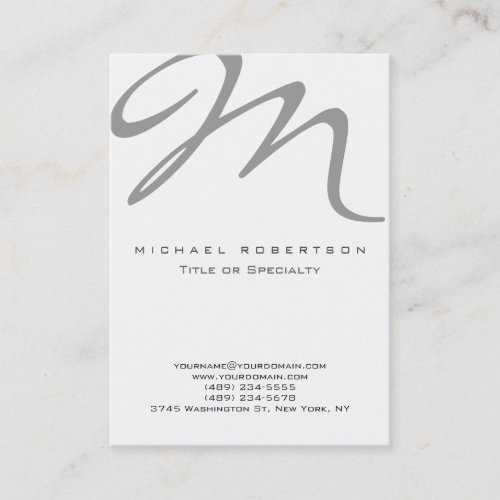 Simple Modern Monogram White Plain Business Card