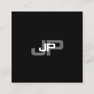 Simple Modern Monogrammed Black White Template Square Business Card